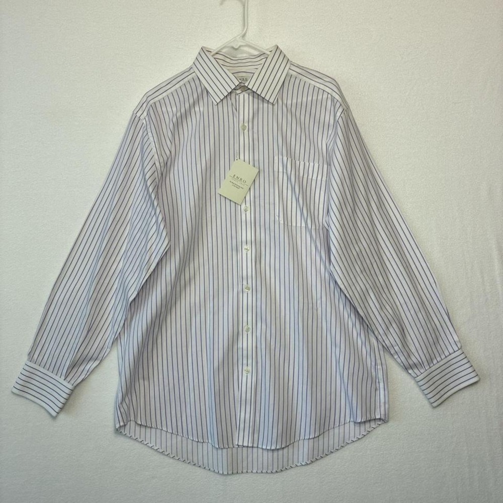 Enro white and purple striped long sleeve dress shirt NWT size 16 1/2 33-35